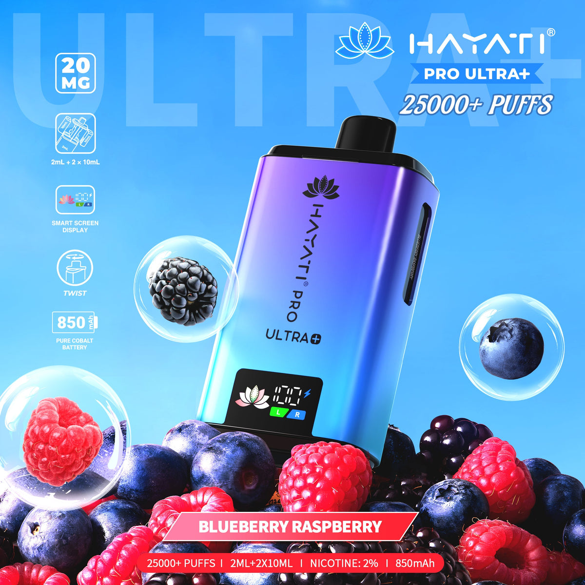 Hayati Pro Ultra+ 25000 Blueberry Raspberry 20mg
